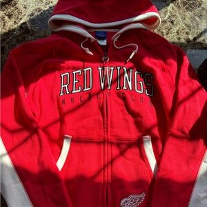 NHL Red Wings Red and White Hoodie
